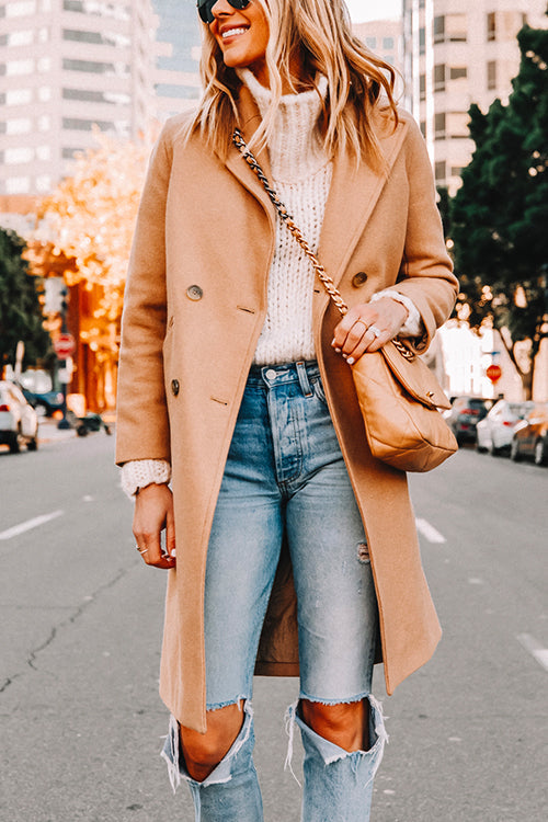 Mixiedress Classic Lapel Double Breasted Winter Overcoat