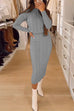 Mixiedress Crewneck Long Sleeves Pullover Pocketed Midi Skirt Cable Knit Set