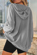 Mixiedress V Neck Drop Shoulder Drawstring Hoodied Sweatshirt