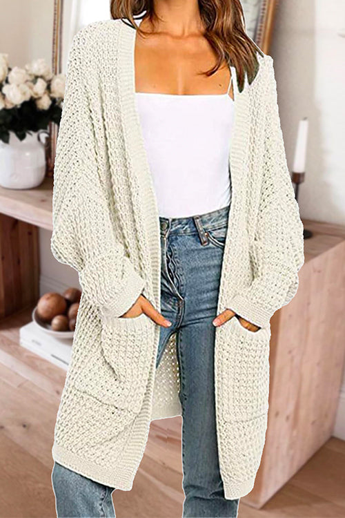 Mixiedress Open Front Batwing Sleeves Pocketed Baggy Sweater Cardigan