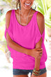 Mixiedress Scoop Neck Cold Shoulder Batwing Sleeve Solid T-shirt