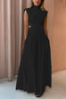 Mixiedress Mockneck Cut Out Waist Maxi Swing Dress