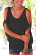 Mixiedress Scoop Neck Cold Shoulder Batwing Sleeve Solid T-shirt