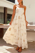 Mixiedress Cut Out Waist Graffiti Print Swing Maxi Cami Vacation Dress
