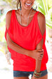 Mixiedress Scoop Neck Cold Shoulder Batwing Sleeve Solid T-shirt