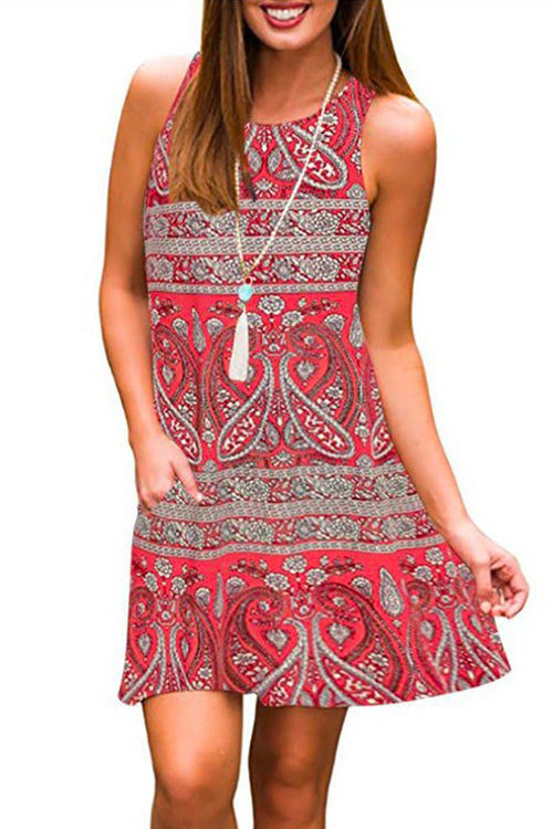 Mixiedress Crewneck Printed A-line Tank Dress