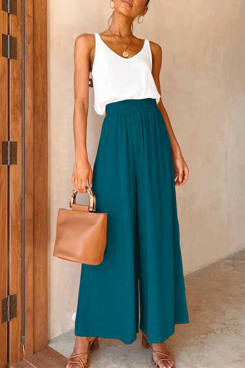 Mixiedress Elastic Waist Wide Leg Palazzo Pants