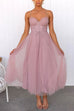 Mixiedress Backless Tie Waist Mesh Swing Maxi Cami Dress