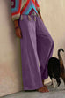 Mixiedress Solid Raw Hem Wide Leg Casual Pants