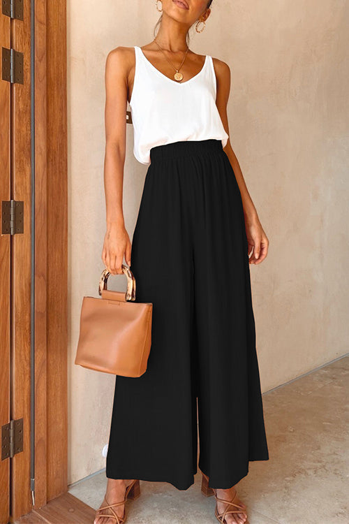 Mixiedress Elastic Waist Wide Leg Palazzo Pants