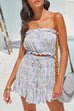 Mixiedress Ruffle Tube Crop Top Elastic Waist Shorts Printed Set