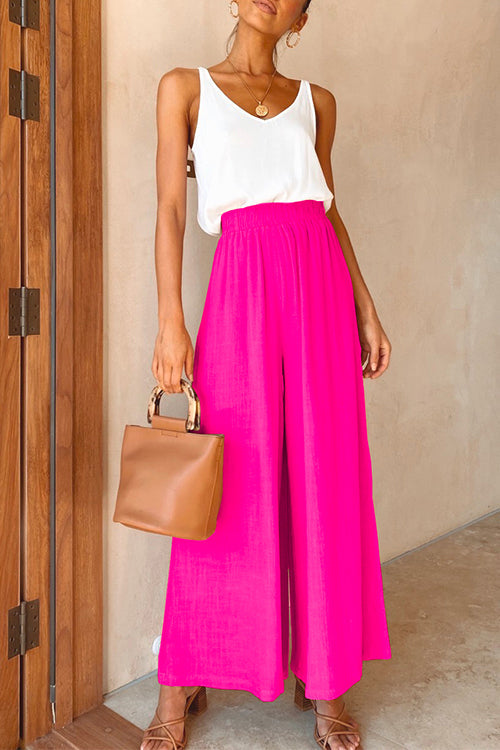 Mixiedress Elastic Waist Wide Leg Palazzo Pants