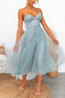 Mixiedress Adjustable Spaghetti Strap Backless Mesh Maxi Party Dress