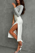 Mixiedress One Shoulder Long Sleeve Ruched Slim Fit Top