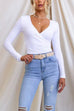 Mixiedress Wrap V Neck Long Sleeves Slim Fit Bottoming Top