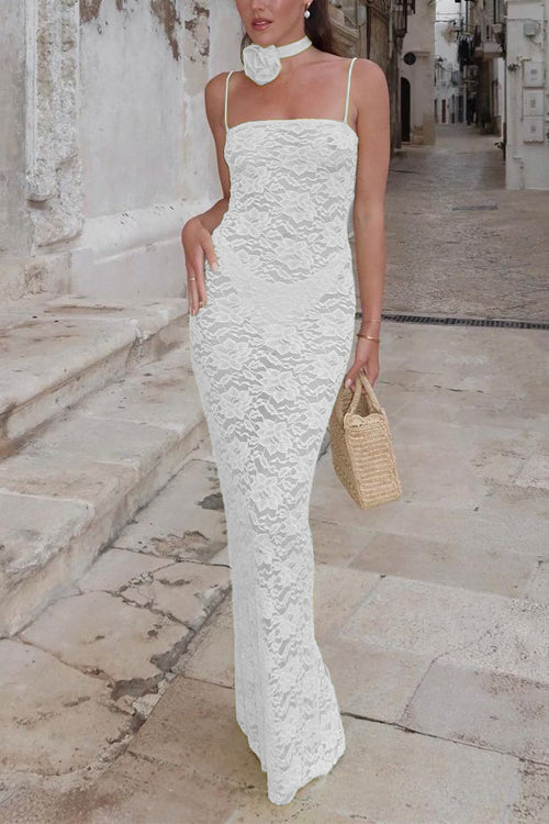 Mixiedress Adjustable Straps Lace Hollow Out Maxi Bodycon Dress