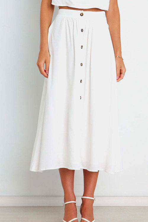 Mixiedress Button Down Pockets A-line Long Skirt