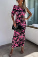 Mixiedress One Shoulder Waisted Floral Maxi Bodycon Dress