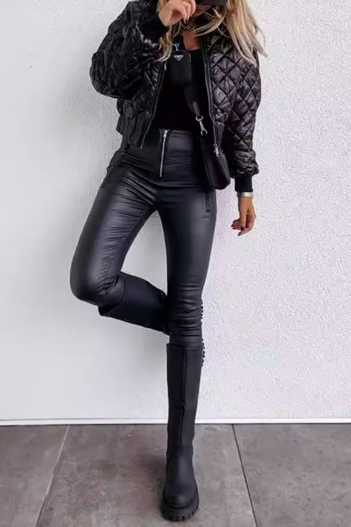 Mixiedress On-trend Zip Up Diamond Quilted Short Padded Jacket