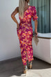 Mixiedress One Shoulder Waisted Floral Maxi Bodycon Dress