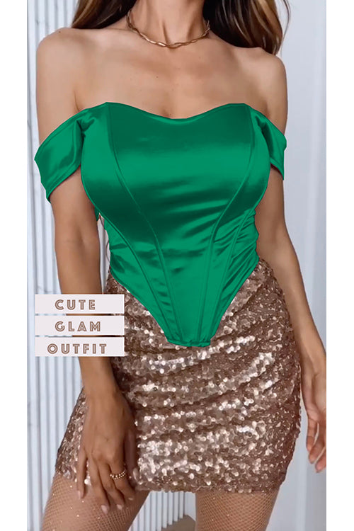 Mixiedress Off Shoulder Satin Corset Tube Top