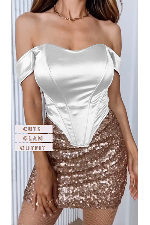 Mixiedress Off Shoulder Satin Corset Tube Top