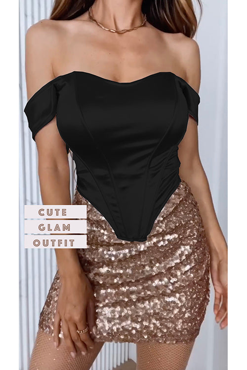 Mixiedress Off Shoulder Satin Corset Tube Top