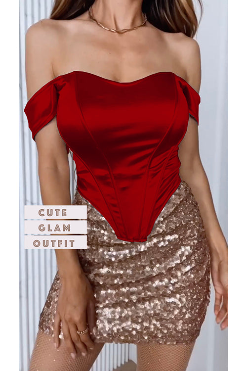 Mixiedress Off Shoulder Satin Corset Tube Top