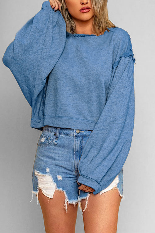 Mixiedress Lantern Long Sleeves Oversized Solid Sweatshirt