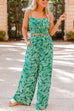 Mixiedress Cami Crop Top Elastic Waist Wide Leg Pants Printed Set