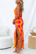 Mixiedress One Shoulder Side Split Printed Cami Maxi Dress