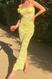 Mixiedress Adjustable Straps Lace Hollow Out Maxi Bodycon Dress