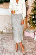 High Waist Shinny Sequin Maxi Party Skirt