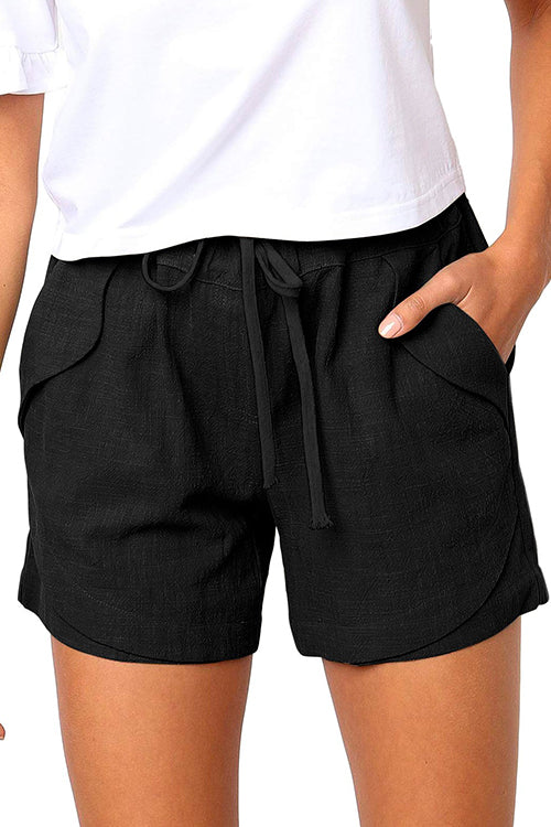 Mixiedress Drawstring High Waist Solid Casual Shorts