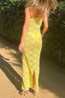 Mixiedress Adjustable Straps Lace Hollow Out Maxi Bodycon Dress