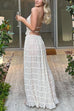 Mixiedress Ruffle Trim Halter Backless Crop Top Drawstring Waist Pleated Maxi Skirt Set