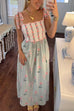 Mixiedress Tie Shoulder Back Lace-up Striped Floral Maxi Cami Dress