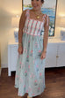 Mixiedress Tie Shoulder Back Lace-up Striped Floral Maxi Cami Dress