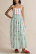 Mixiedress Tie Shoulder Back Lace-up Striped Floral Maxi Cami Dress