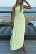 Mixiedress One Shoulder Cut Out Irregular Hem Pleated Satin Maxi Dress
