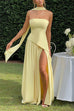 Mixiedress Strapless Back Lace-up High Slit Splice Maxi Dress