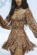 Mixiedress Wrap V Neck Cold Shoulder Leopard Mini Dress