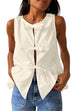 Mixiedress Bow Front Sleeveless Cotton Linen Ruffle Top(in 6 Colors)