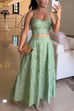 Mixiedress Embroidery Crop Cami Top and Elastic Waist Swing Maxi Skirt Set