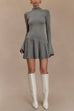 Mixiedress Mockneck Bell Sleeves Ruffle Mini Sweater Dress