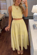 Mixiedress Sleeveless Crop Top and A-line Maxi Skirt Lace Set