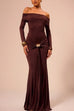 Mixiedress Off Shoulder Knot Front Bodycon Maxi Party Dress