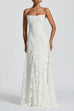 Mixiedress Spaghetti Strap Backless Lace-up Jacquard Maxi Dress