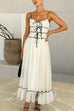 Mixiedress Spaghetti Strap Frill Trim Tie Bow Maxi Dress