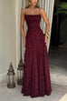 Mixiedress Spaghetti Strap Backless Lace-up Jacquard Maxi Dress